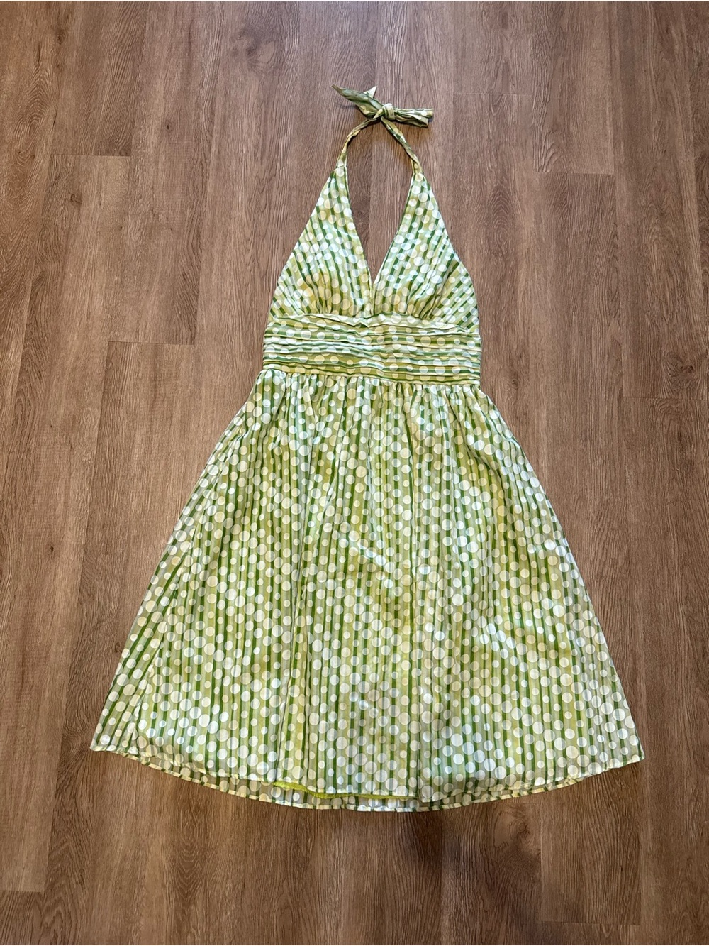 Vintage Green Polka Dot Halter Midi Sundress